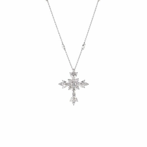 鑽石 pt950 Symbols 雪花 滿鑽 圓形項鍊