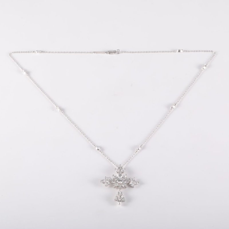 鑽石 pt950 Symbols 雪花 滿鑽 圓形項鍊-3
