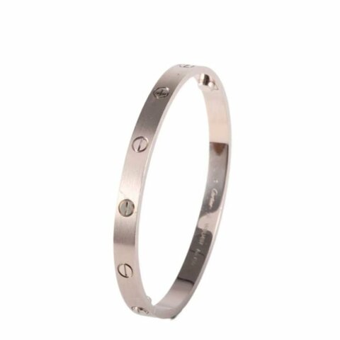 LOVE 18K金寬版手鐲 18K白金 18K白金 19號白金拉絲飾面