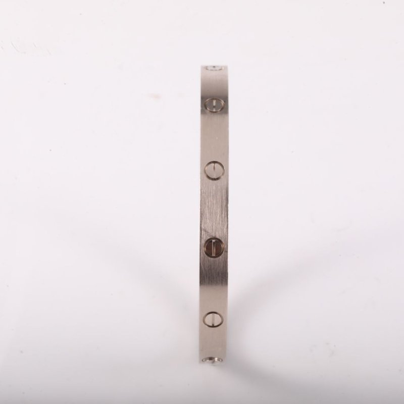 LOVE 18K金寬版手鐲 18K白金 18K白金 19號白金拉絲飾面-3