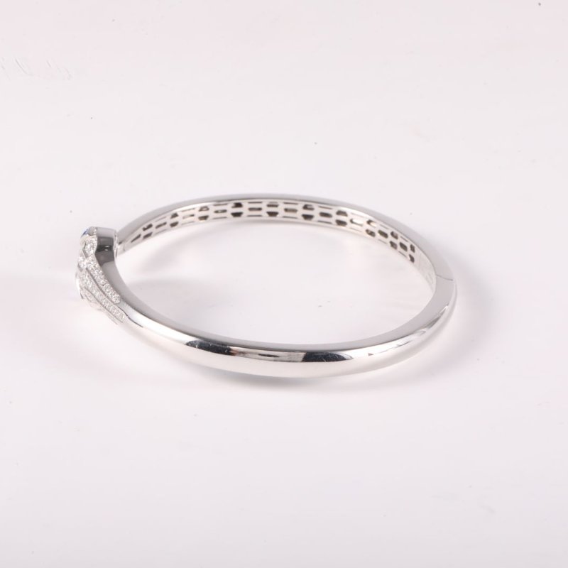 18K白金鑽石白金SERPENTI SEDUTTORI鎏光蛇影藍寶石開口手鐲18K/-3