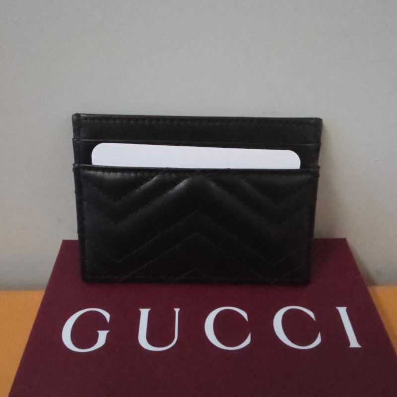 GUCCI 古馳經典GG Marmont LOGO牛皮萬用卡夾(黑)-1