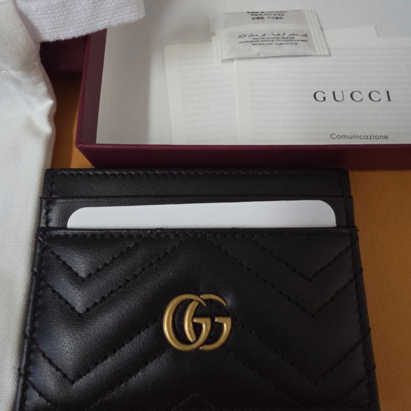 GUCCI 古馳經典GG Marmont LOGO牛皮萬用卡夾(黑)-6