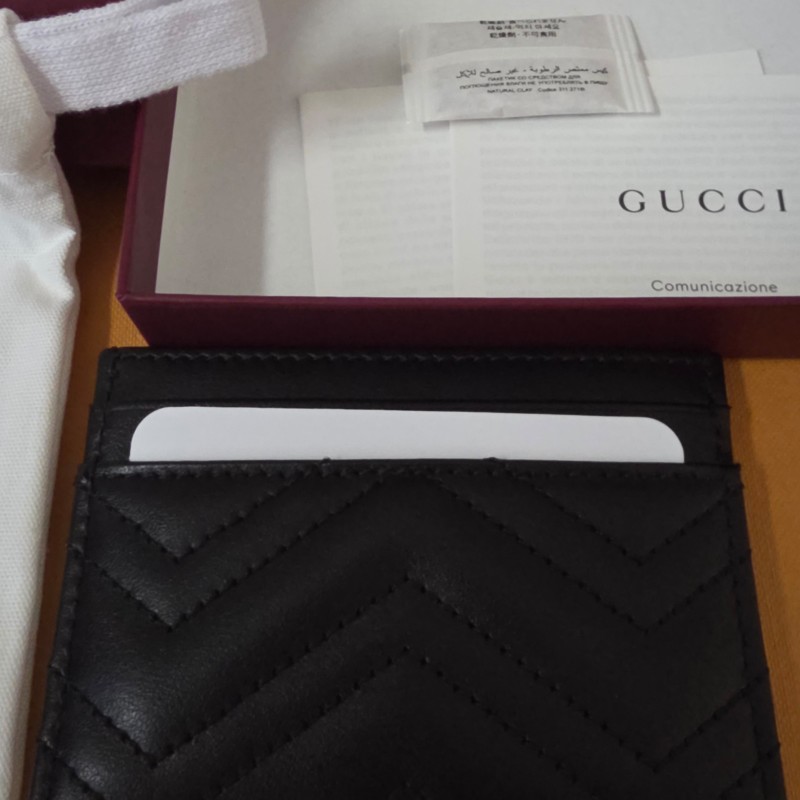 GUCCI 古馳經典GG Marmont LOGO牛皮萬用卡夾(黑)-7
