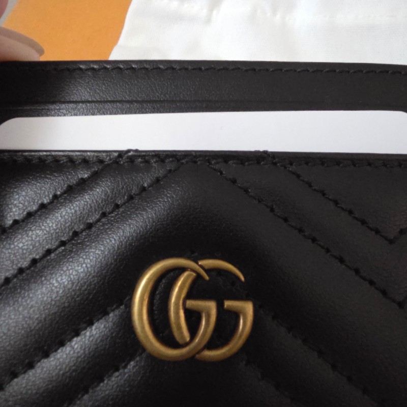 GUCCI 古馳經典GG Marmont LOGO牛皮萬用卡夾(黑)-11