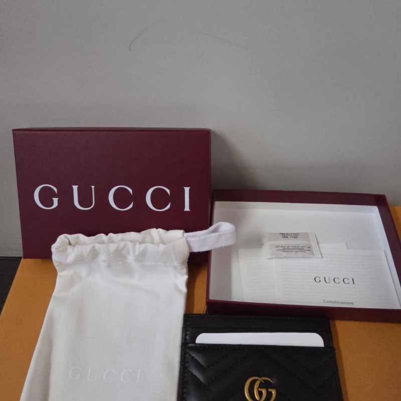 GUCCI 古馳經典GG Marmont LOGO牛皮萬用卡夾(黑)-12