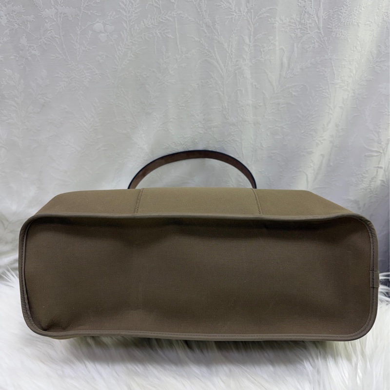 HERMES Canvas Cabag Silver Buckle Handle Shoulder Bag Elephant Gray-9