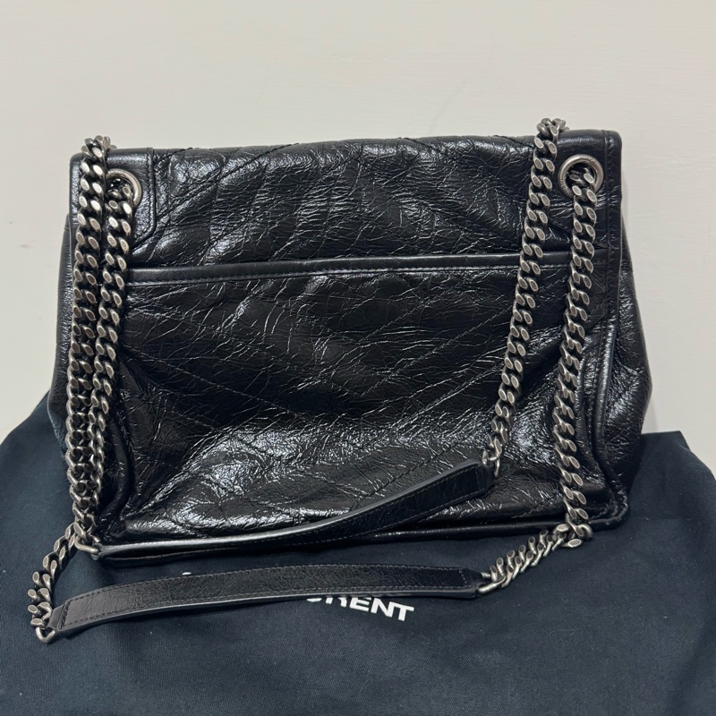 YSL niki黑銀鏈斜背包-2