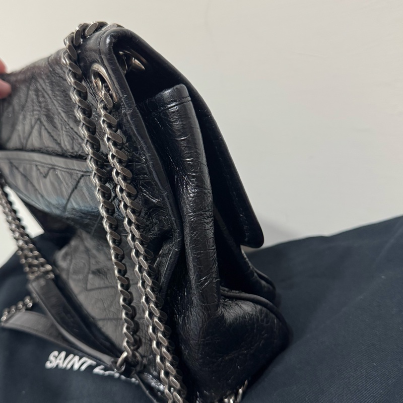 YSL niki黑銀鏈斜背包-3