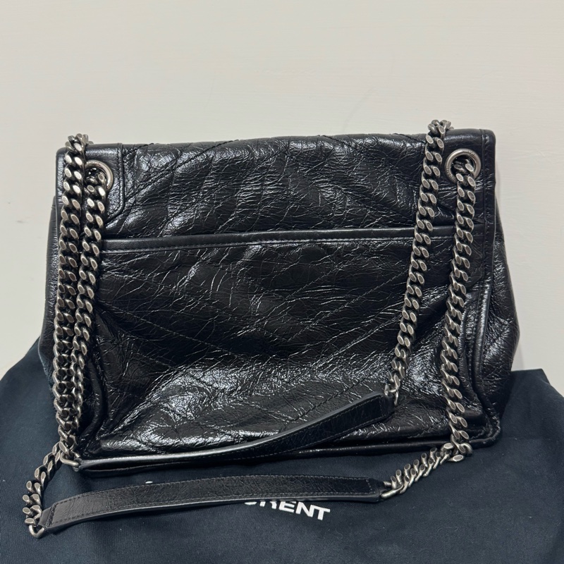 YSL niki黑銀鏈斜背包-6