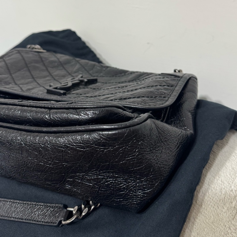 YSL niki黑銀鏈斜背包-9