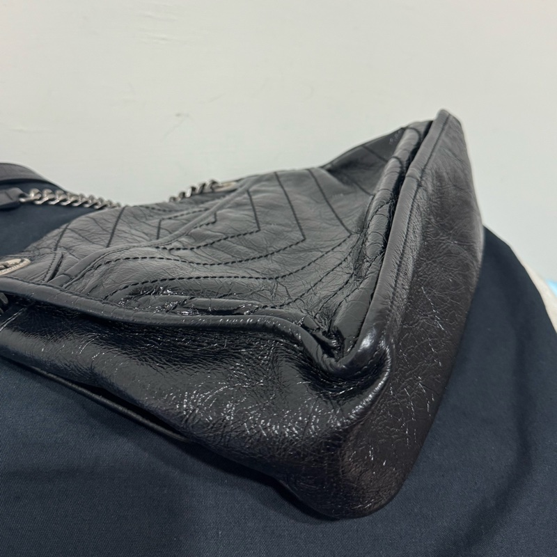 YSL niki黑銀鏈斜背包-10