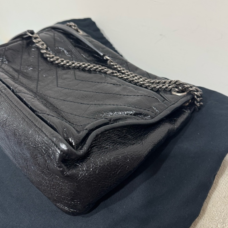 YSL niki黑銀鏈斜背包-12