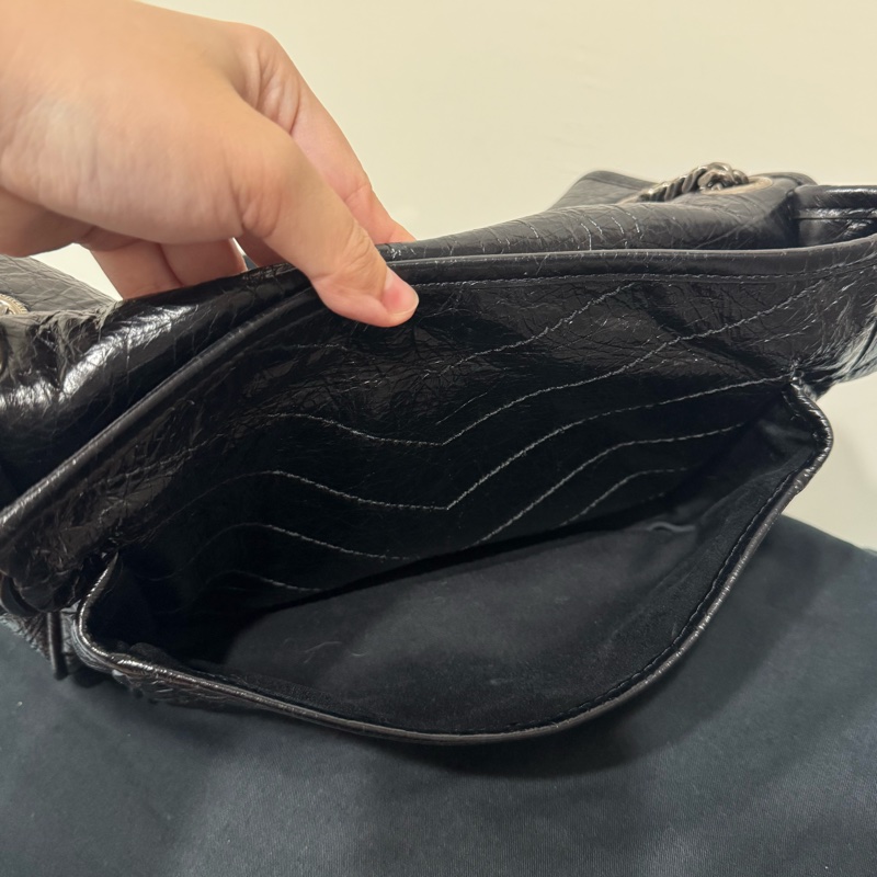 YSL niki黑銀鏈斜背包-15