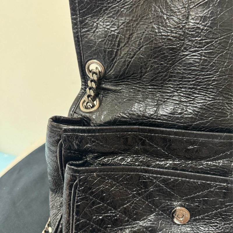 YSL niki黑銀鏈斜背包-16