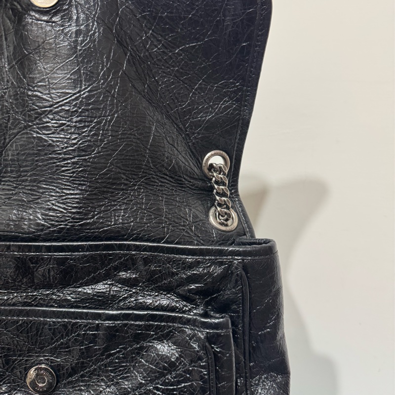YSL niki黑銀鏈斜背包-17