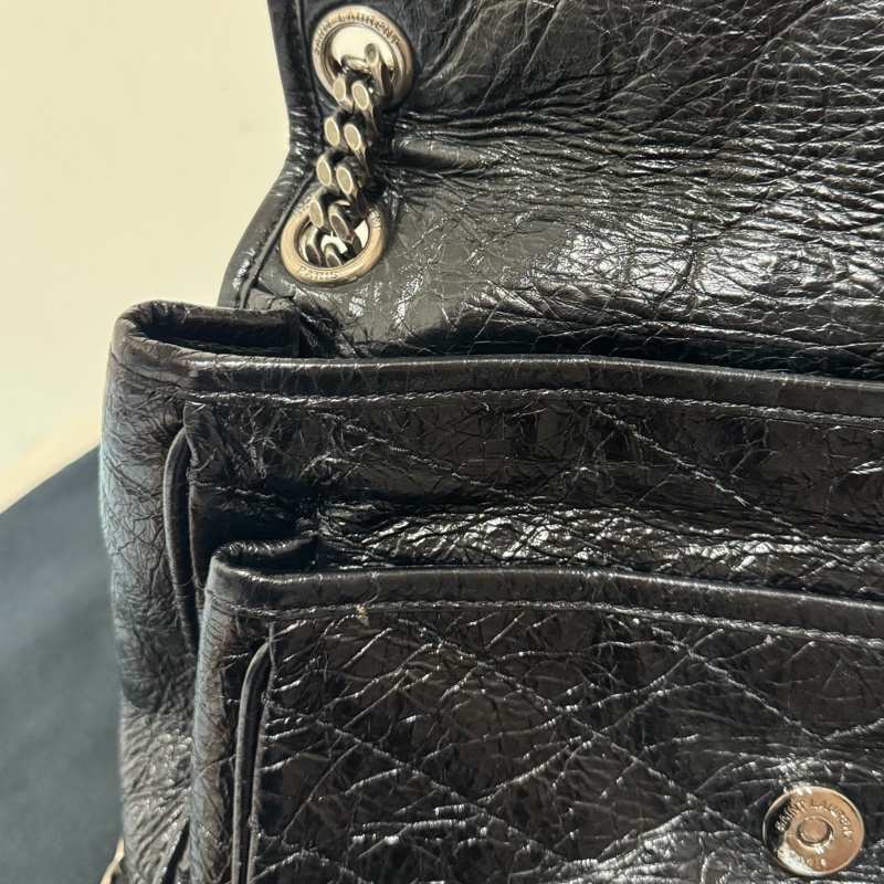 YSL niki黑銀鏈斜背包-18