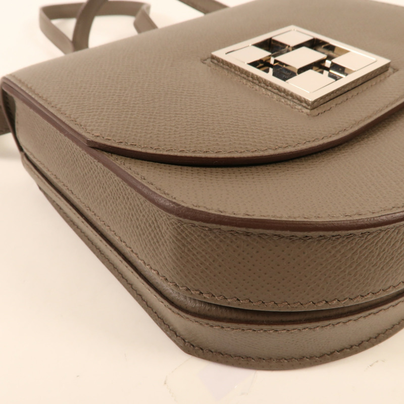 HERMES Epsom皮革Mini Mosaique銀扣肩背袋Etain-5