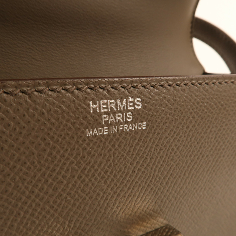 HERMES Epsom皮革Mini Mosaique銀扣肩背袋Etain-10