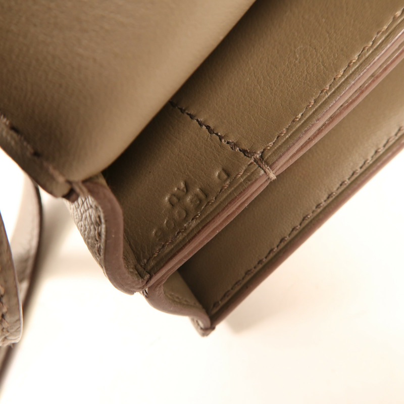 HERMES Epsom皮革Mini Mosaique銀扣肩背袋Etain-11