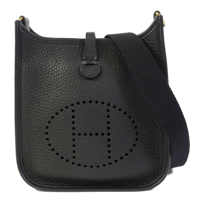 HERMES Clemence皮革Evelyne TPM金扣肩背袋Noir-0