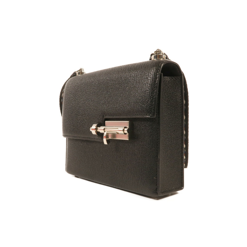 HERMES Chevre皮革Mini Verrou銀扣肩背袋-2