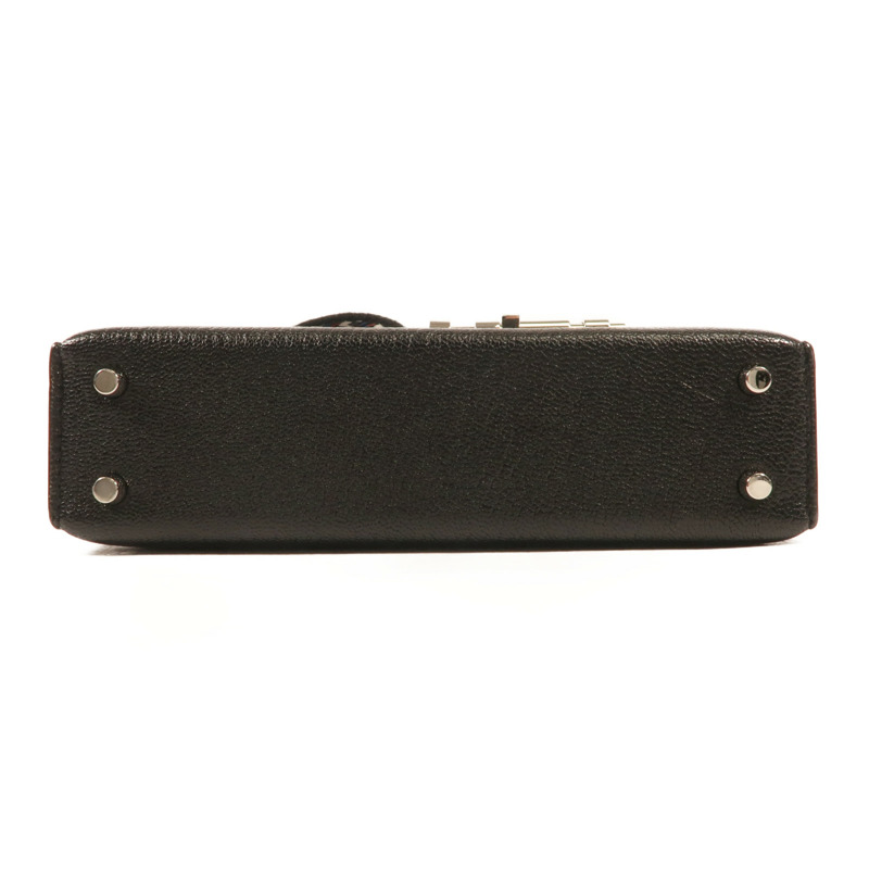 HERMES Chevre皮革Mini Verrou銀扣肩背袋-3