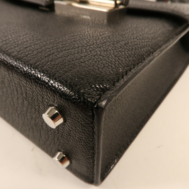 HERMES Chevre皮革Mini Verrou銀扣肩背袋-5