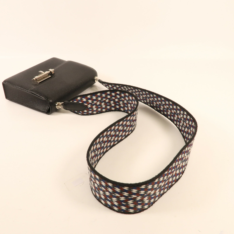 HERMES Chevre皮革Mini Verrou銀扣肩背袋-8