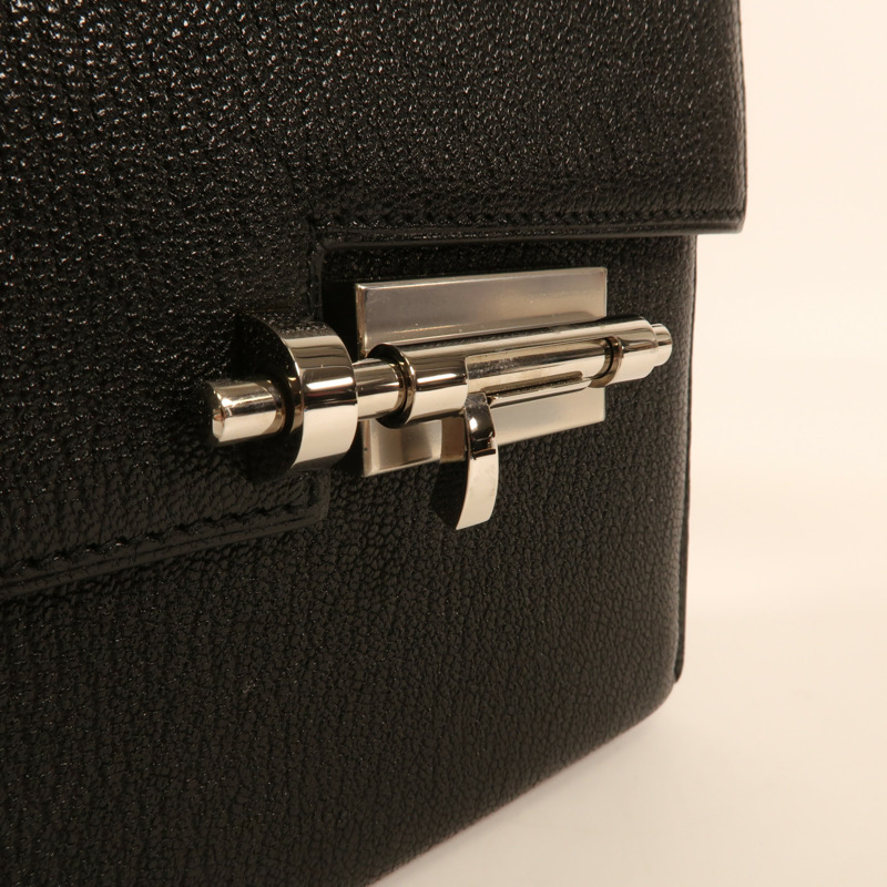 HERMES Chevre皮革Mini Verrou銀扣肩背袋-9