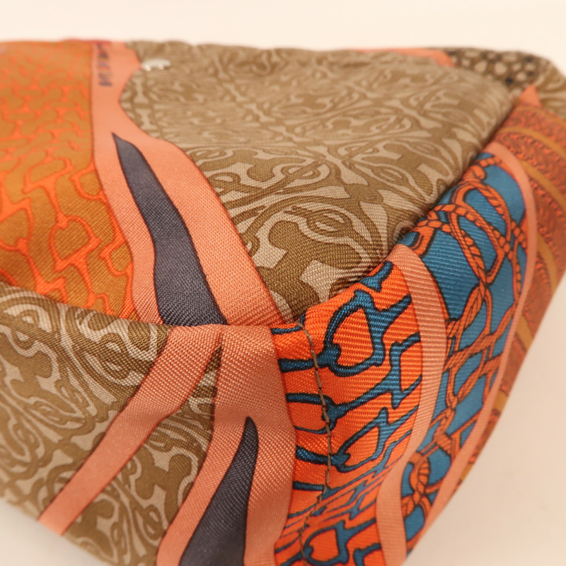HERMES 絲質/牛皮皮革Fourbi 20手拿包橙色-6