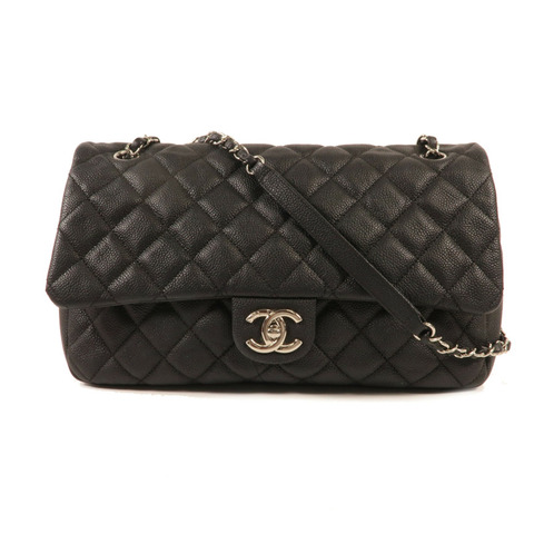 CHANEL 牛皮皮革Shoulder Bag銀扣鏈帶肩背袋