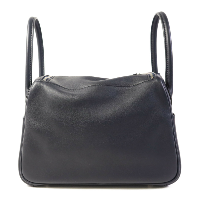 HERMES Swift皮革Lindy 26銀扣手挽肩背兩用袋Bleu Indigo-1
