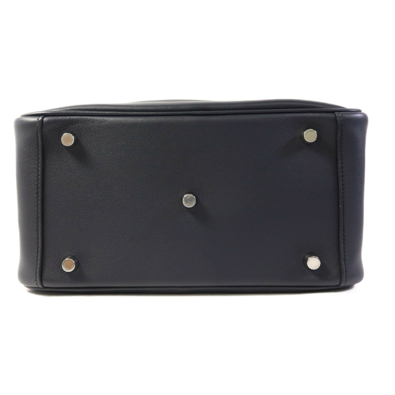 HERMES Swift皮革Lindy 26銀扣手挽肩背兩用袋Bleu Indigo-3