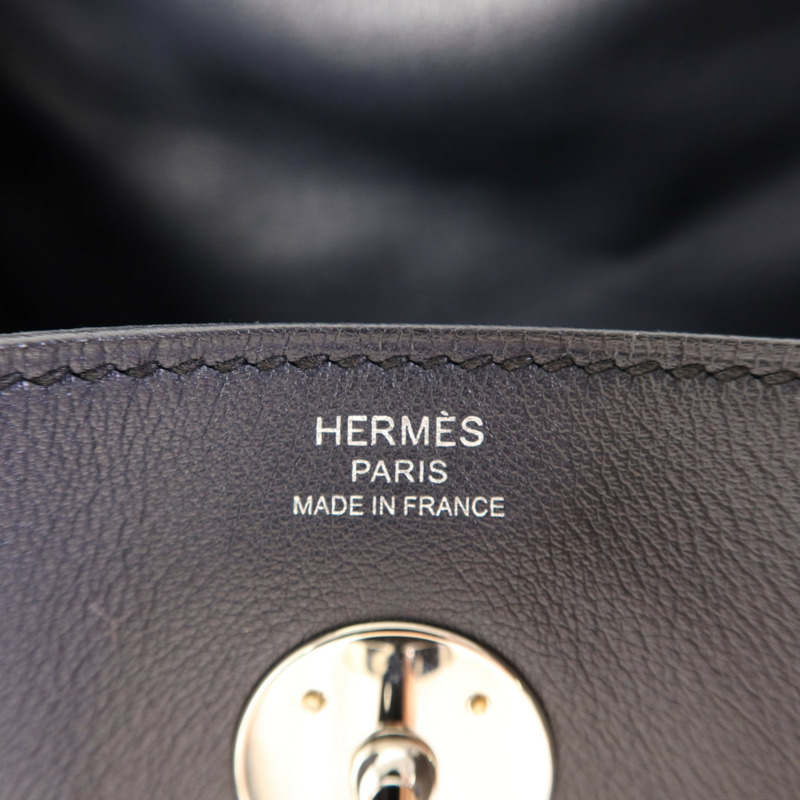 HERMES Swift皮革Lindy 26銀扣手挽肩背兩用袋Bleu Indigo-6