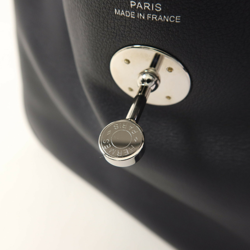 HERMES Swift皮革Lindy 26銀扣手挽肩背兩用袋Bleu Indigo-9