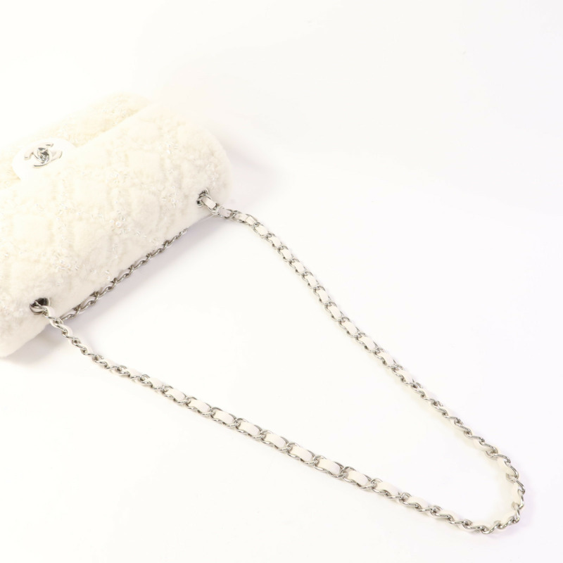 CHANEL 羊毛皮Embroidered Shearling Flap Bag銀扣鏈帶肩背袋-5