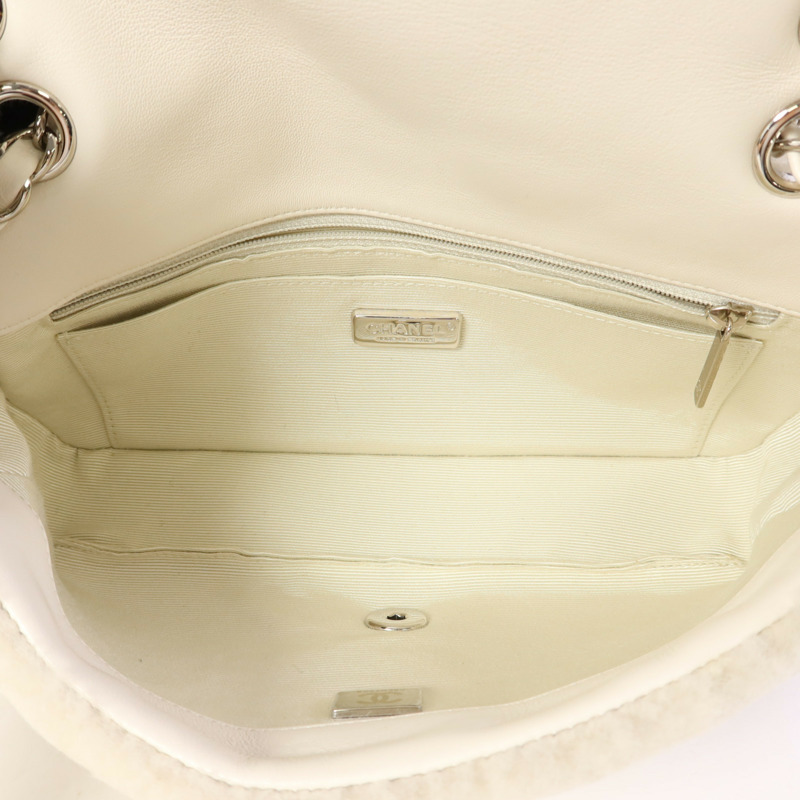 CHANEL 羊毛皮Embroidered Shearling Flap Bag銀扣鏈帶肩背袋-6