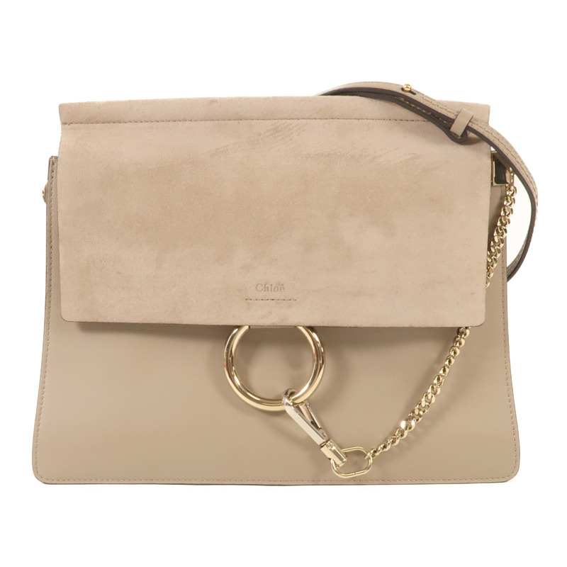 Chloe 牛皮皮革Faye Bag金扣肩背袋-0