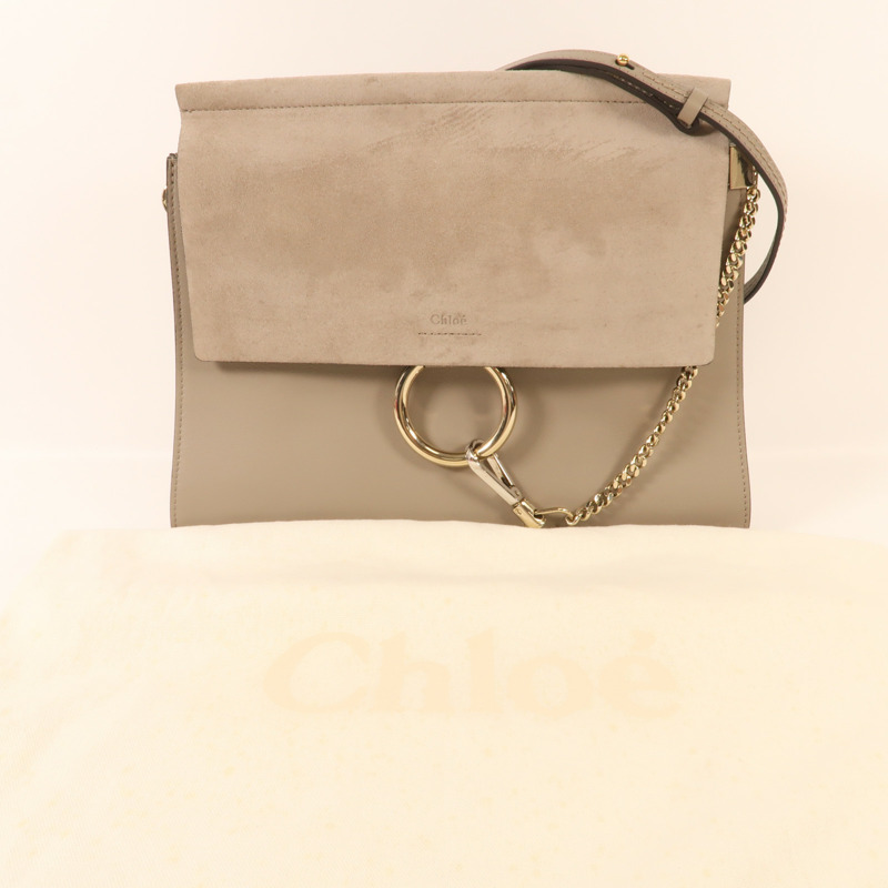 Chloe 牛皮皮革Faye Bag金扣肩背袋-12