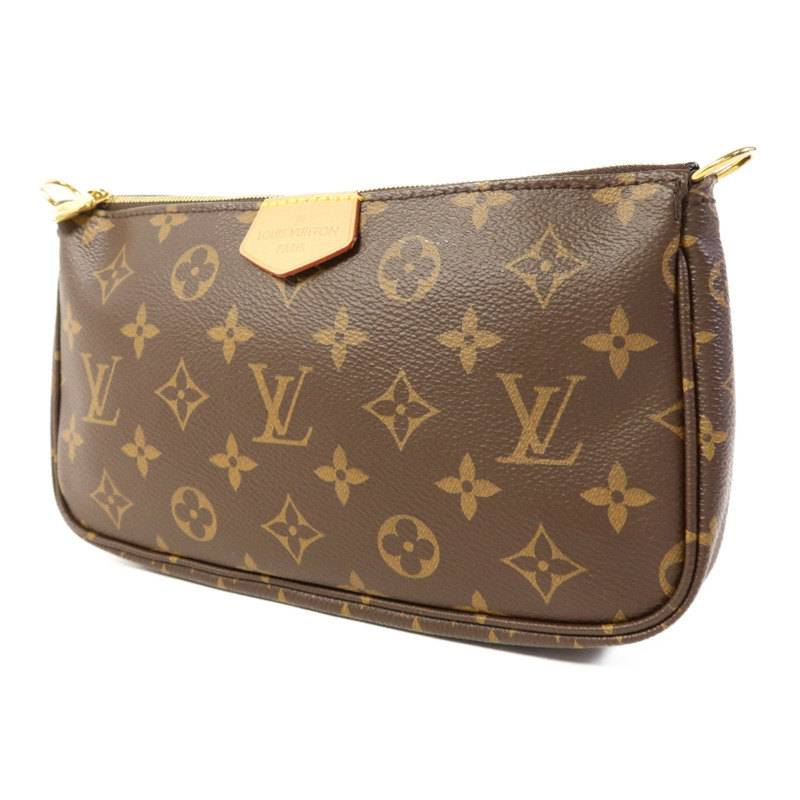 LOUIS VUITTON Monogram Multi Pochette Accessoires金扣手挽肩背兩用袋棕色-2