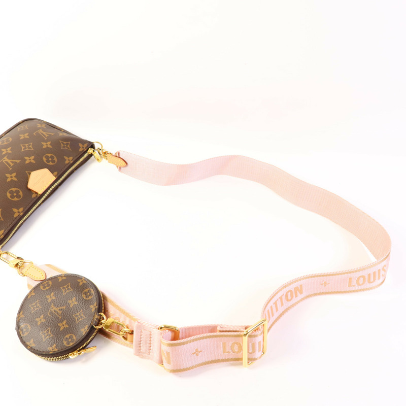 LOUIS VUITTON Monogram Multi Pochette Accessoires金扣手挽肩背兩用袋棕色-5