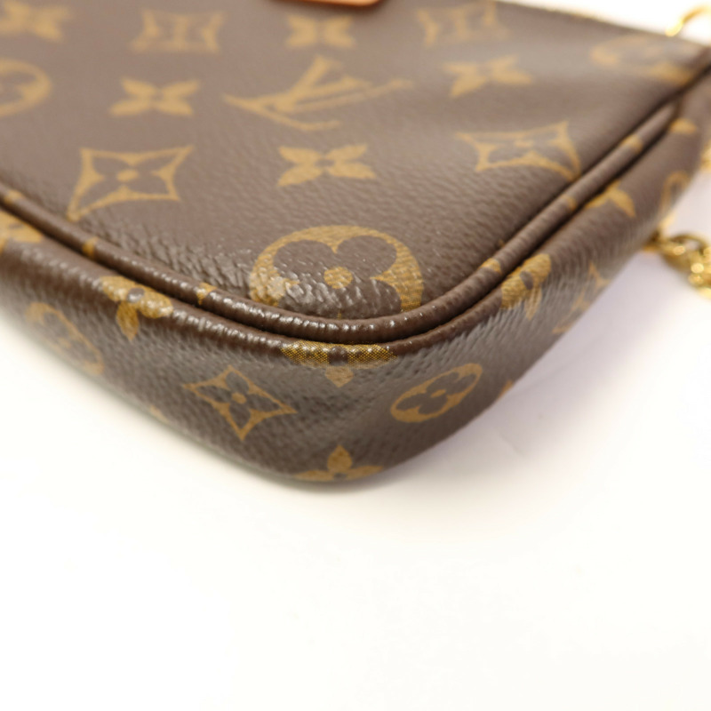 LOUIS VUITTON Monogram Multi Pochette Accessoires金扣手挽肩背兩用袋棕色-17
