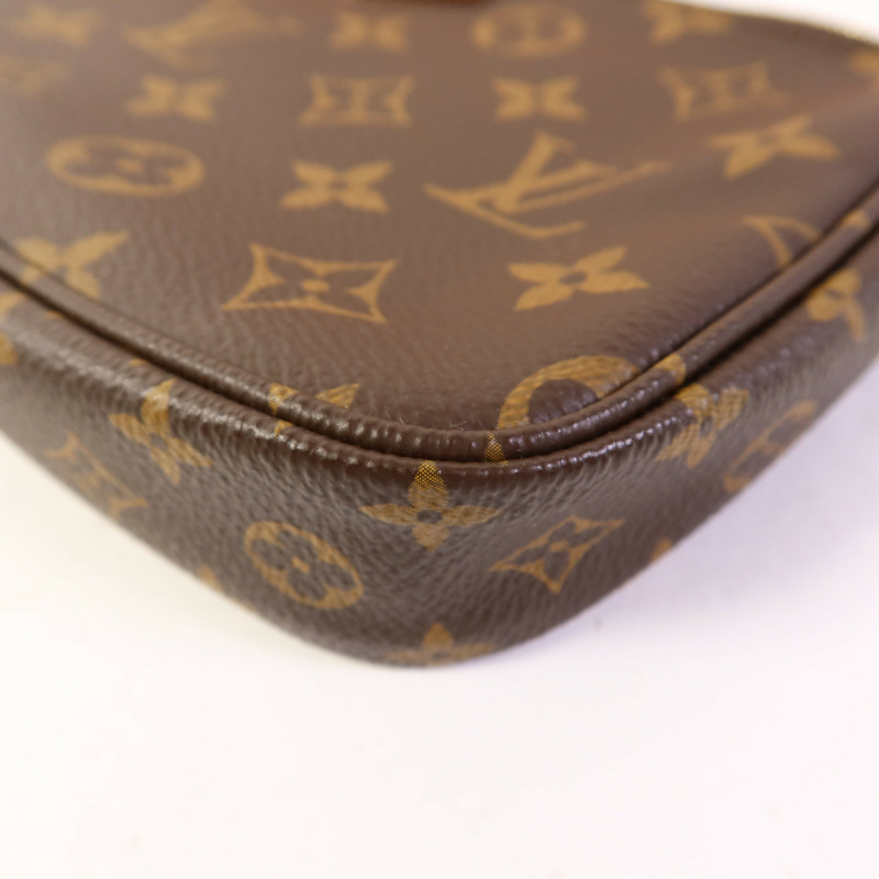 LOUIS VUITTON Monogram Multi Pochette Accessoires金扣手挽肩背兩用袋棕色-21