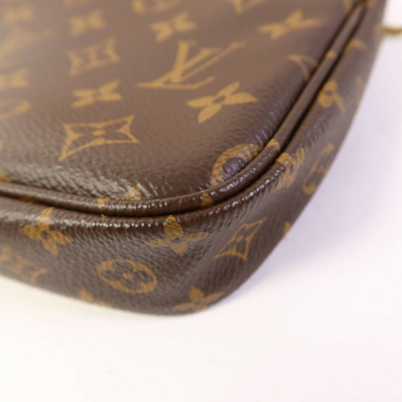 LOUIS VUITTON Monogram Multi Pochette Accessoires金扣手挽肩背兩用袋棕色-23