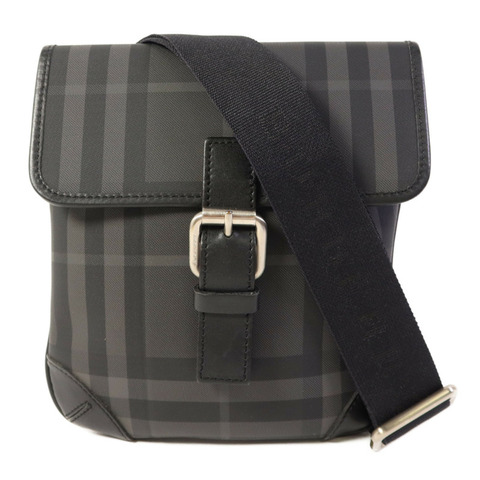 BURBERRY 塗層帆布Shoulder銀扣肩背袋