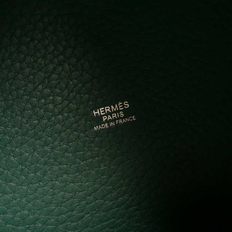 HERMES Clemence皮革Picotin MM銀扣手挽袋Vert Vertigo-10