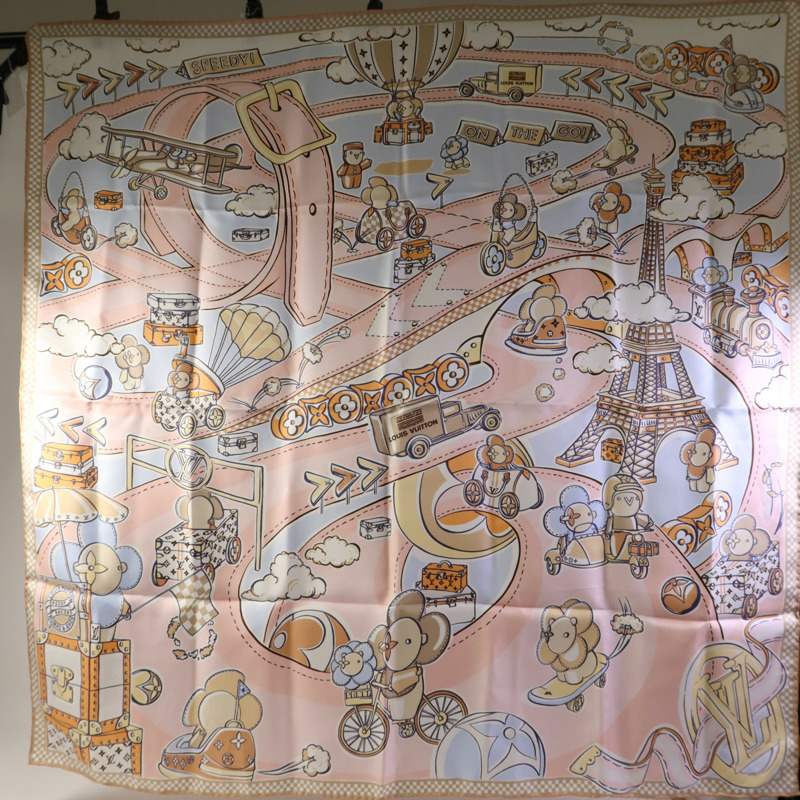 LOUIS VUITTON 絲質Speedy Vivienne Square 90 Scarf絲巾-0