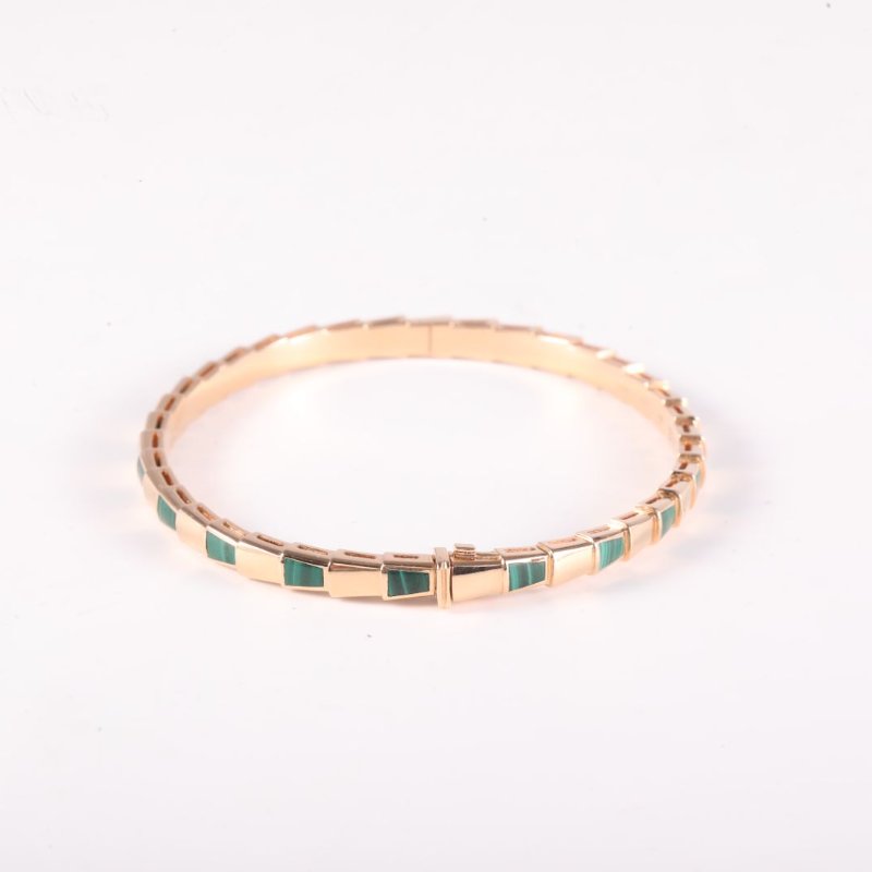 18K金 孔雀石 玫瑰金 Serpenti viper 靈蛇手鐲 ML 18K-3