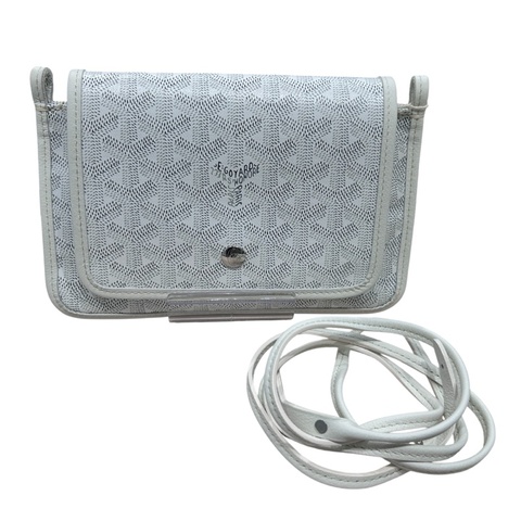 GOYARD 戈雅 翻蓋包 手拿肩背包 塗層帆布 白色 銀扣